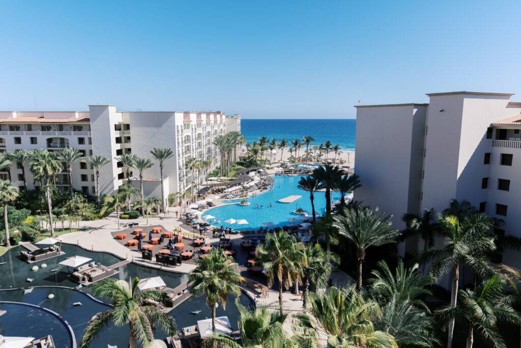 Oceanfront view of Hyatt Ziva Los Cabos during a luxury destination wedding weekend in Cabo San Lucas, Mexico